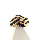 Pre-owned 9ct gold wave band ring set with Sapphires