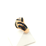 Pre-owned 9ct gold wave band ring set with Sapphires