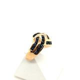 Pre-owned 9ct gold wave band ring set with Sapphires