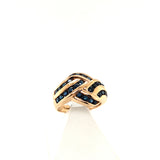 Pre-owned 9ct gold wave band ring set with Sapphires