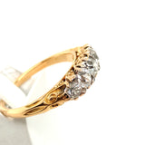 Pre-owned 18ct gold ring set with old cut diamons
