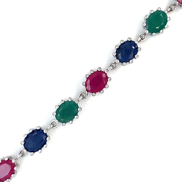 Emerald, Sapphire & Ruby Line Bracelet