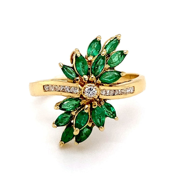 Emerald & Diamond Foliate Dress Ring