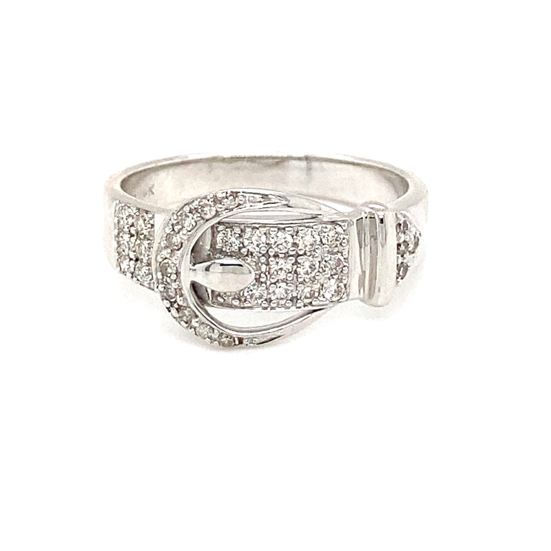 White Gold Diamond Set Buckle Ring