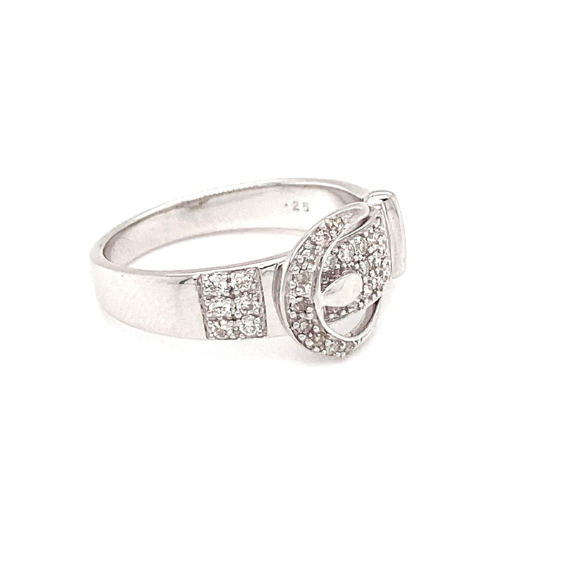 White Gold Diamond Set Buckle Ring