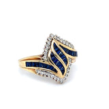 Sapphire & Diamond Cross Over Style Ring