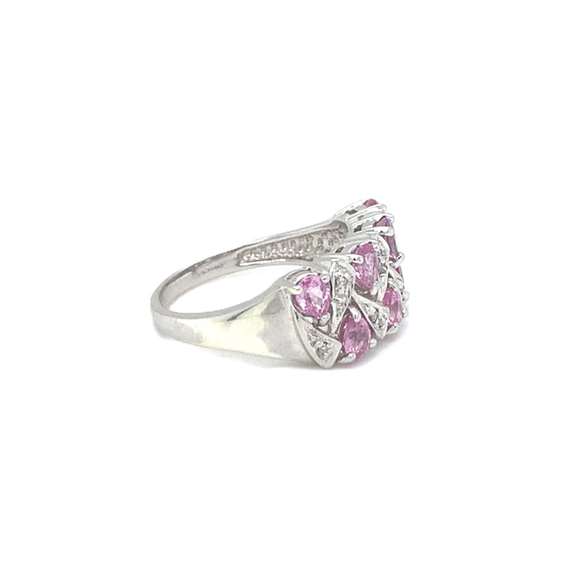 Pink Sapphire & Diamond Cluster Ring