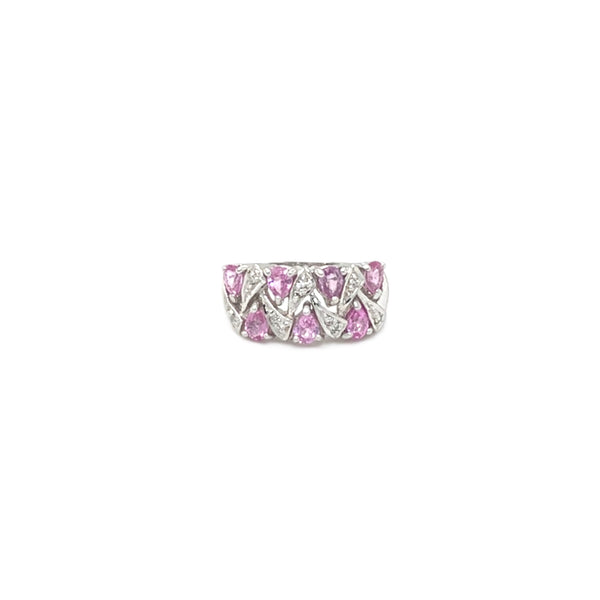 Pink Sapphire & Diamond Cluster Ring