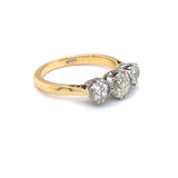 18ct Gold 3 Stone Old Cut Diamond Ring