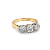 18ct Gold 3 Stone Old Cut Diamond Ring