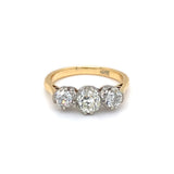 18ct Gold 3 Stone Old Cut Diamond Ring