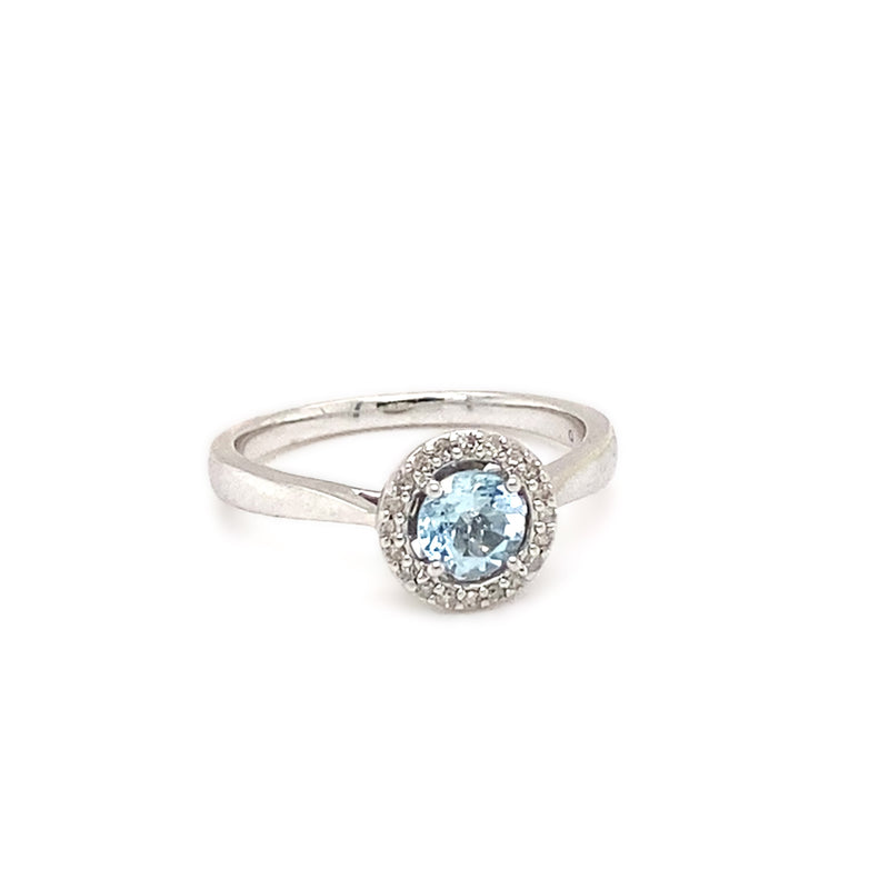 Aquamarine & Diamond Cluster Ring