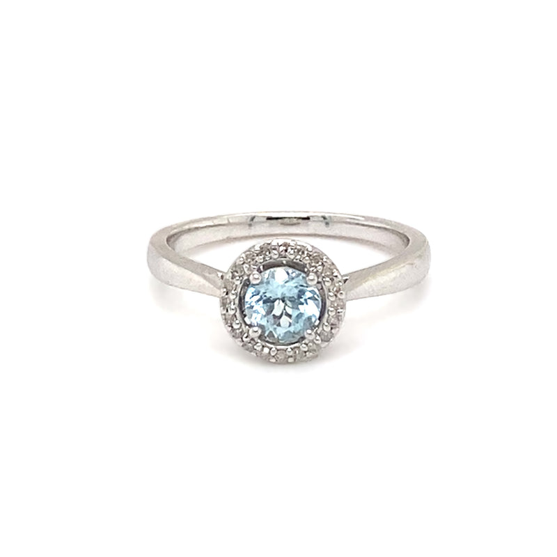 Aquamarine & Diamond Cluster Ring