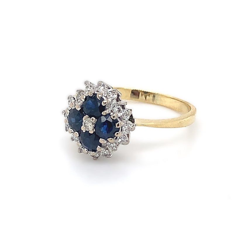 Diamond & Sapphire Cluster Ring