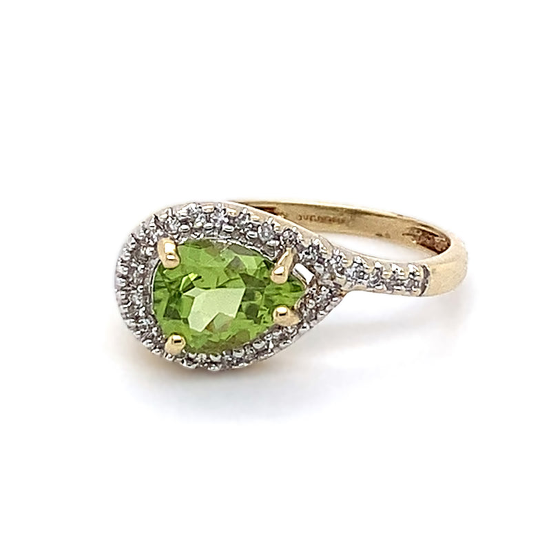 Peridot & Diamond Crossover Ring