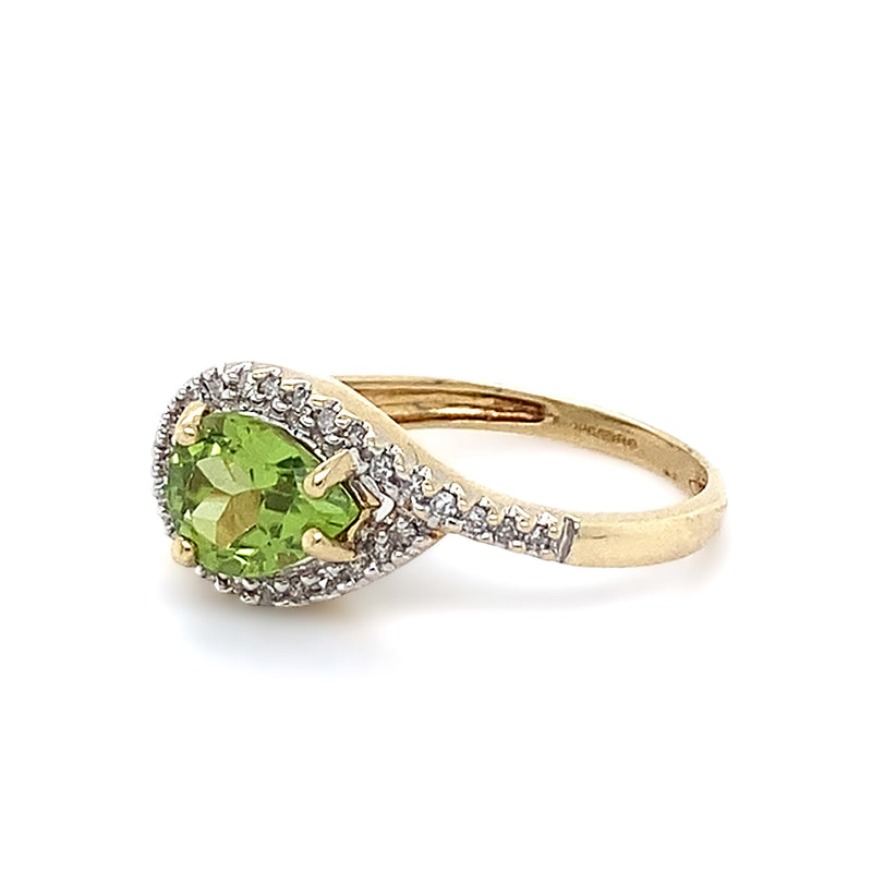 Peridot & Diamond Crossover Ring