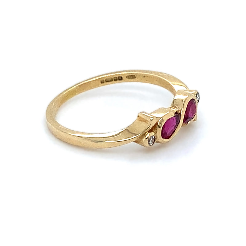 18ct Gold Ruby & Diamond Dress Ring