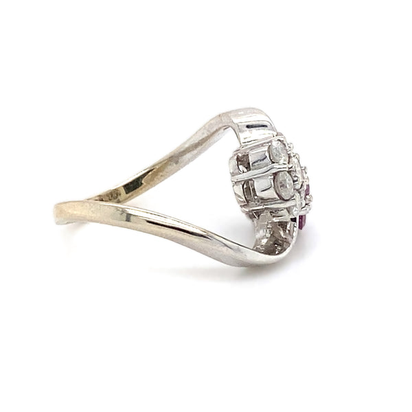 Pink Sapphire & Diamond Crossover Ring