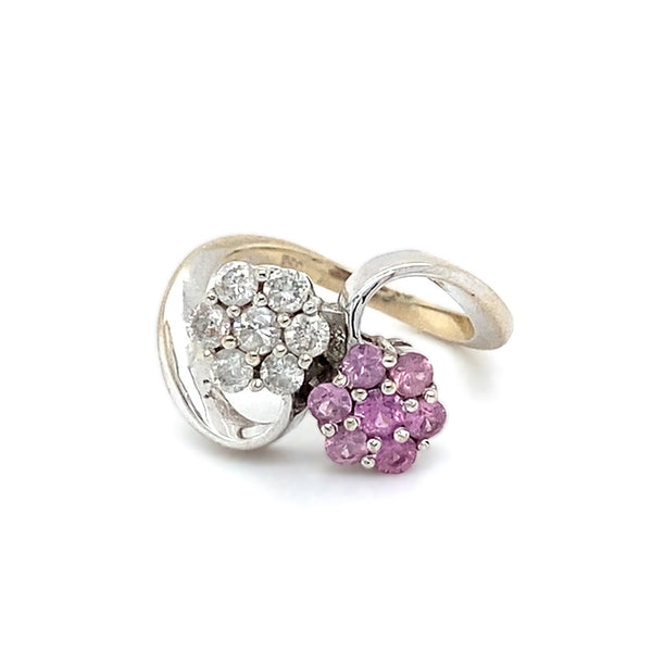 Pink Sapphire & Diamond Crossover Ring