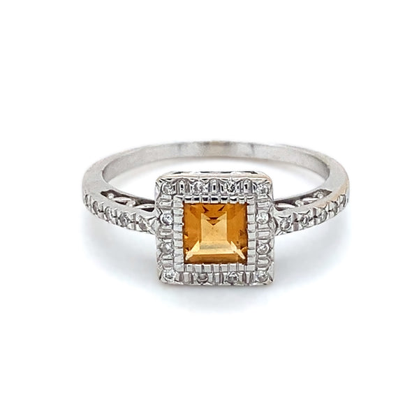 Citrine & Diamond Cluster Ring
