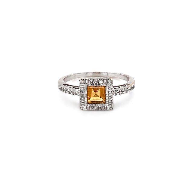 Citrine & Diamond Cluster Ring