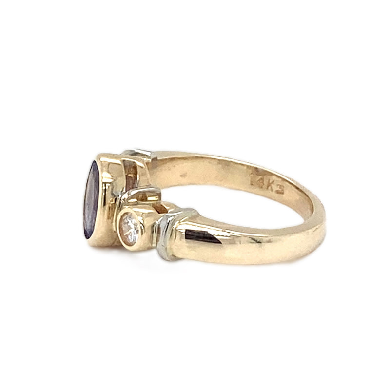 Tanzanite & Diamond 3 Stone Ring