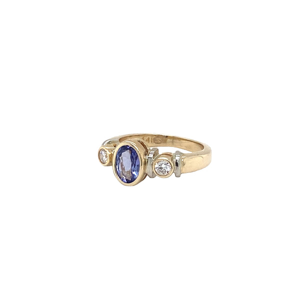 Tanzanite & Diamond 3 Stone Ring