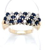 Pre-owned sapphire & diamond cluster ring