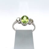 Pre-owned Peridot & Diamond 3 stone ring