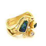 Pre-owned 18ct gold dress ring set with Opal, Sapphire & Diamond
