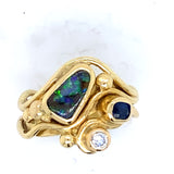 Pre-owned 18ct gold dress ring set with Opal, Sapphire & Diamond