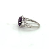 Pre-owned 18ct white gold Amethyst & Diamond cluster ring
