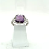 Pre-owned 18ct white gold Amethyst & Diamond cluster ring