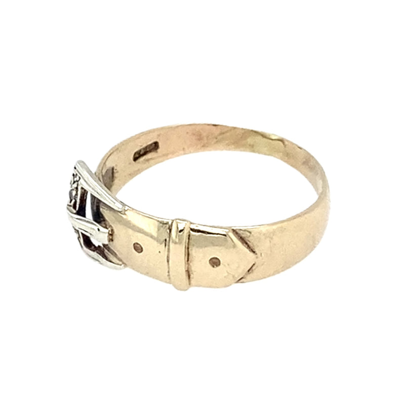 9ct Gold Diamond Set Buckle Ring