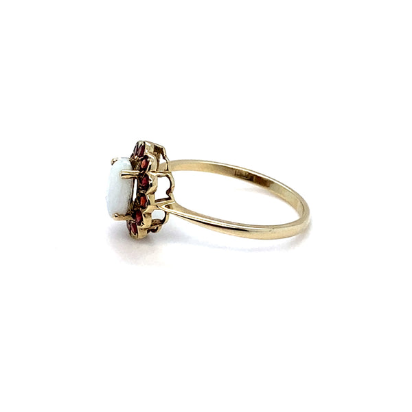 Opal & Garnet Cluster Ring