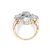 Aquamarine & Cubic Zirconia Cluster Ring