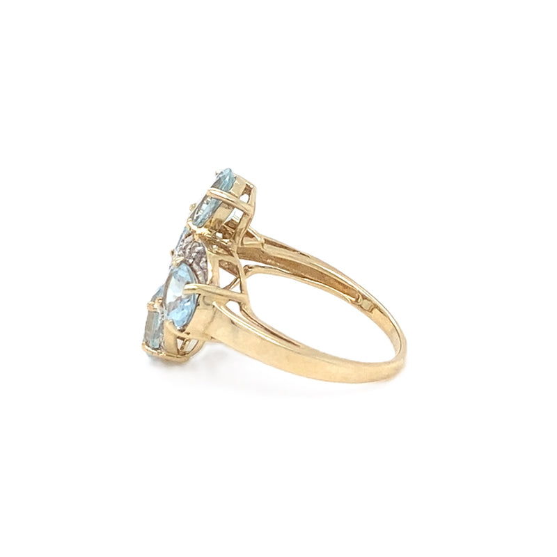 Aquamarine & Cubic Zirconia Cluster Ring