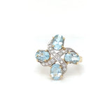 Aquamarine & Cubic Zirconia Cluster Ring