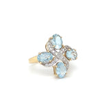 Aquamarine & Cubic Zirconia Cluster Ring