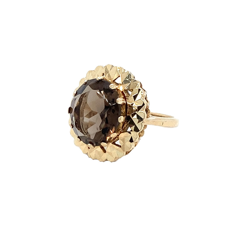 Smoky Quartz Single Stone Dress Ring