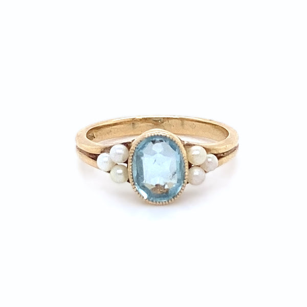 Aquamarine & Cultured Pearl Dress Ring