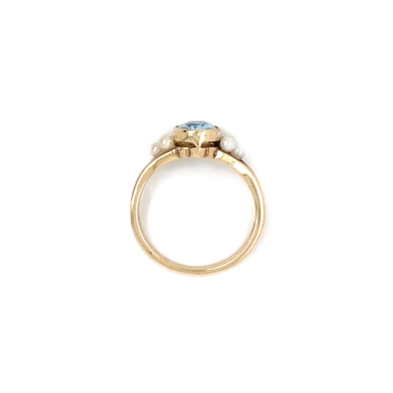 Aquamarine & Cultured Pearl Dress Ring
