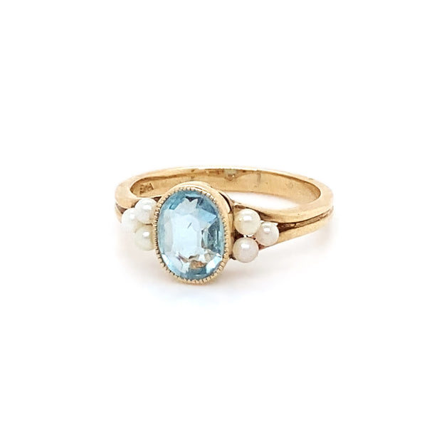 Aquamarine & Cultured Pearl Dress Ring