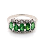 Pre-owned 9ct gold cluster dress ring set Diopside & Diamonds