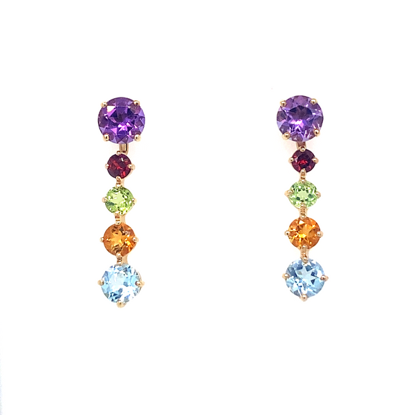 Convertible earrings with Amethyst, Garnet, Peridot, Citrine & Blue Topaz