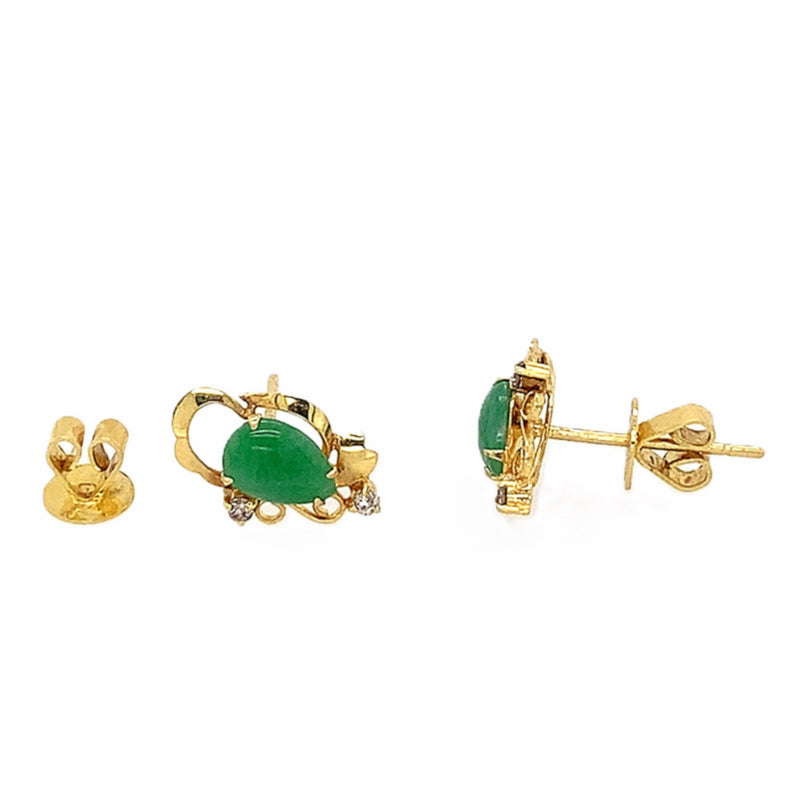 Jade & Diamond Stud Earrings