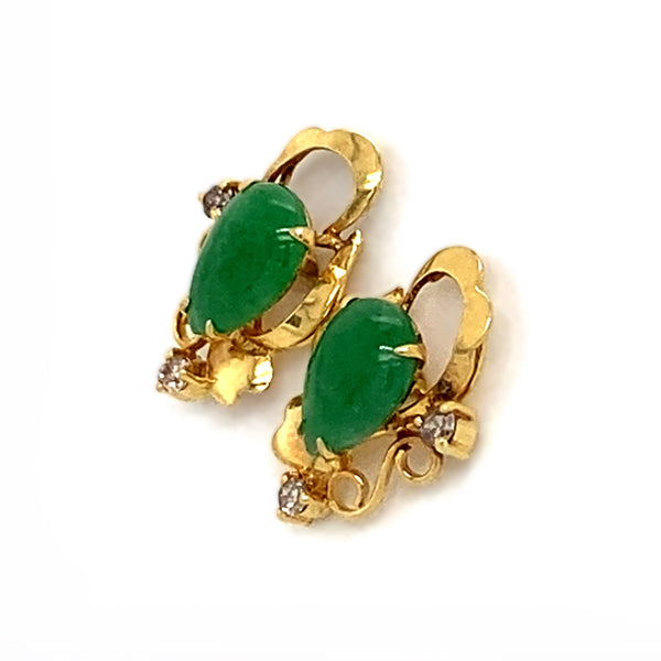 Jade & Diamond Stud Earrings