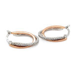 9ct Gold 2 Colour Diamond Set Hoop Earrings