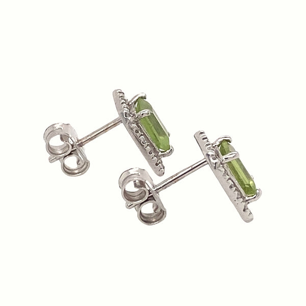 Peridot & Diamond Cluster Stud Earrings