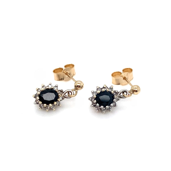 Sapphire & Diamond Drop Earrings